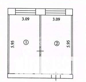 2-к квартира, вторичка, 37м2, -2/5 этаж