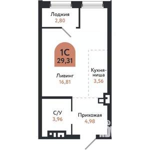 Студия квартира, вторичка, 29м2, 7/26 этаж