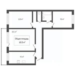 3-к квартира, вторичка, 67м2, 2/10 этаж