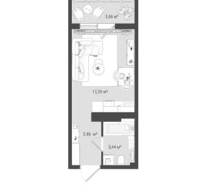 Студия квартира, вторичка, 23м2, 5/16 этаж
