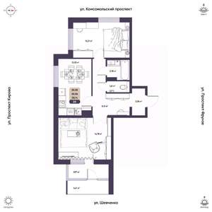 2-к квартира, вторичка, 55м2, 4/9 этаж