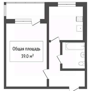 1-к квартира, вторичка, 39м2, 1/3 этаж