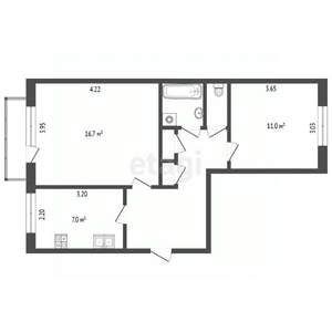 2-к квартира, вторичка, 49м2, 5/5 этаж