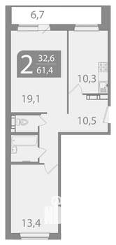 2-к квартира, вторичка, 58м2, 3/10 этаж