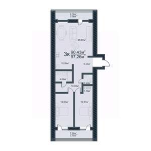 3-к квартира, вторичка, 97м2, 2/10 этаж