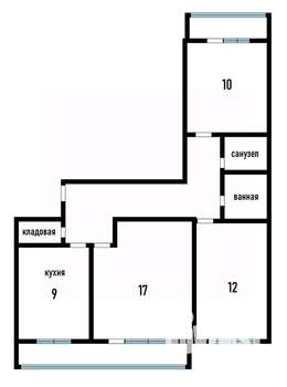 3-к квартира, вторичка, 66м2, 8/9 этаж