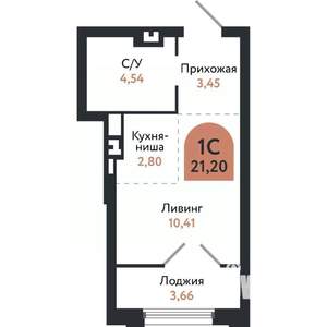 Студия квартира, вторичка, 21м2, 5/26 этаж