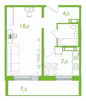 1-к квартира, вторичка, 35м2, 17/17 этаж