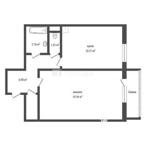 1-к квартира, вторичка, 43м2, 2/10 этаж