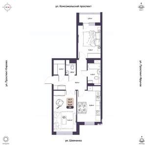2-к квартира, вторичка, 55м2, 2/9 этаж