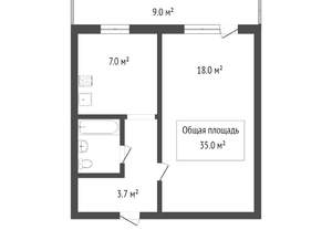1-к квартира, вторичка, 34м2, 6/15 этаж