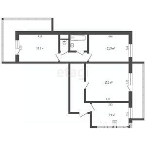 3-к квартира, вторичка, 62м2, 9/10 этаж