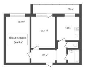 2-к квартира, вторичка, 52м2, 10/17 этаж