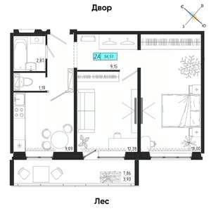 2-к квартира, вторичка, 57м2, 17/17 этаж