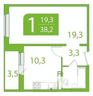 1-к квартира, вторичка, 36м2, 10/10 этаж