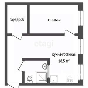 2-к квартира, вторичка, 42м2, 1/5 этаж