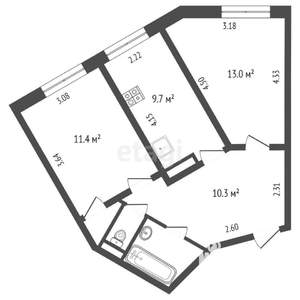 2-к квартира, вторичка, 50м2, 9/10 этаж