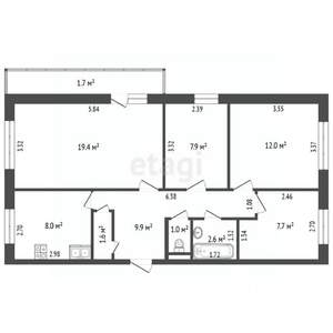 4-к квартира, вторичка, 70м2, 7/9 этаж