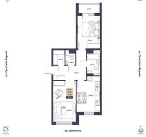 2-к квартира, вторичка, 57м2, 3/16 этаж