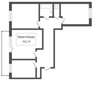 3-к квартира, вторичка, 67м2, 9/10 этаж