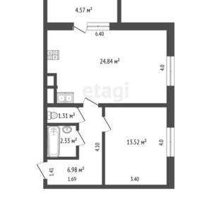 2-к квартира, вторичка, 52м2, 7/16 этаж
