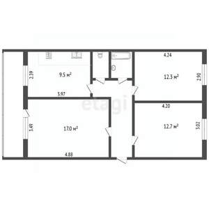 3-к квартира, вторичка, 64м2, 6/6 этаж