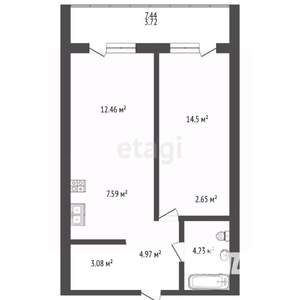 2-к квартира, вторичка, 53м2, 3/10 этаж
