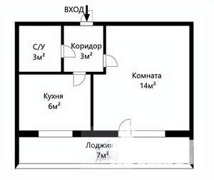 1-к квартира, вторичка, 26м2, 9/10 этаж