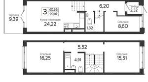 3-к квартира, вторичка, 99м2, 1/9 этаж