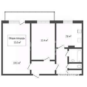 2-к квартира, вторичка, 53м2, 9/9 этаж
