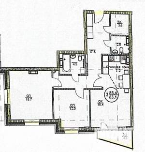 3-к квартира, вторичка, 83м2, 14/18 этаж