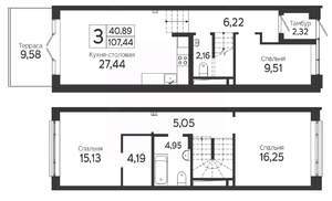 3-к квартира, вторичка, 103м2, 1/22 этаж