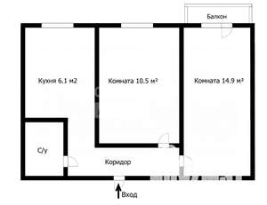 2-к квартира, вторичка, 39м2, 2/2 этаж