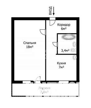 1-к квартира, вторичка, 39м2, 7/17 этаж