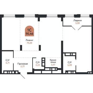 Студия квартира, вторичка, 90м2, 26/26 этаж