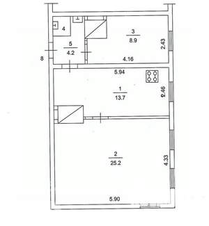 2-к квартира, вторичка, 53м2, 2/3 этаж