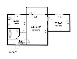 2-к квартира, вторичка, 36м2, 5/5 этаж
