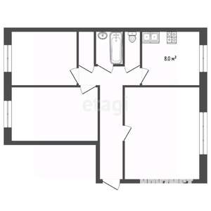 3-к квартира, вторичка, 63м2, 1/9 этаж