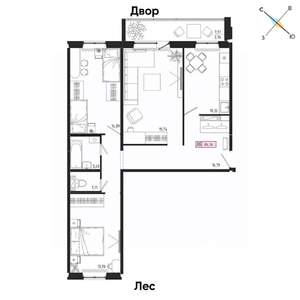 3-к квартира, вторичка, 84м2, 3/17 этаж