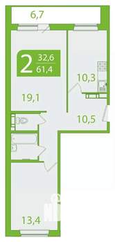 2-к квартира, вторичка, 58м2, 8/10 этаж