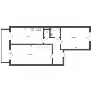 2-к квартира, вторичка, 64м2, 1/4 этаж