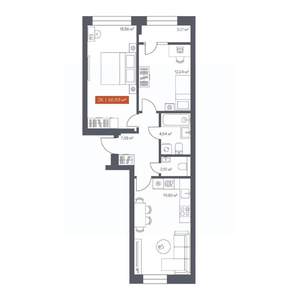 2-к квартира, вторичка, 66м2, 2/7 этаж
