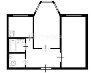 2-к квартира, вторичка, 50м2, 2/2 этаж