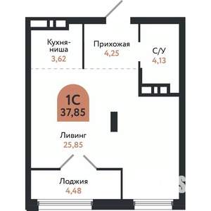 Студия квартира, вторичка, 38м2, 26/26 этаж