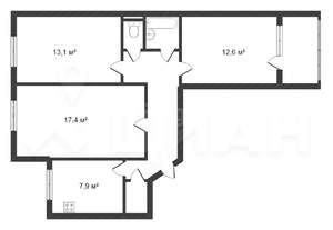 3-к квартира, вторичка, 71м2, 6/9 этаж