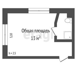 Студия квартира, вторичка, 12м2, 1/2 этаж