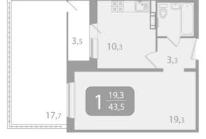 1-к квартира, вторичка, 44м2, 2/10 этаж