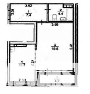 1-к квартира, вторичка, 42м2, 17/17 этаж