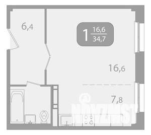 1-к квартира, вторичка, 35м2, 2/17 этаж
