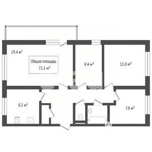 4-к квартира, вторичка, 71м2, 8/9 этаж